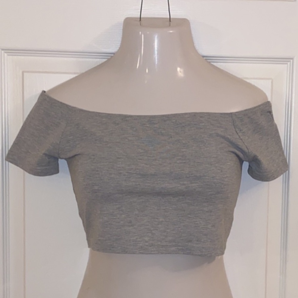 ASOS Grey Off the Should Crop Top